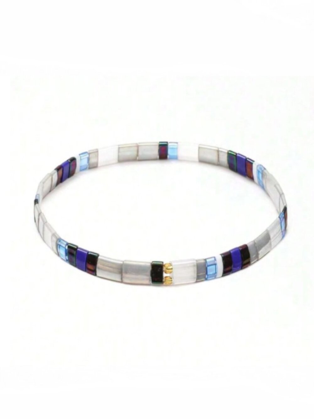 Beaded Chicklet Bracelet Tila beads / Bracelet perles de Tila élastique